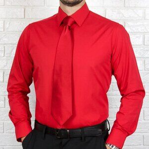 NWT $60 Men’s 2XL Button Down Shirt Top  Long Sleeve Red Business Career Event